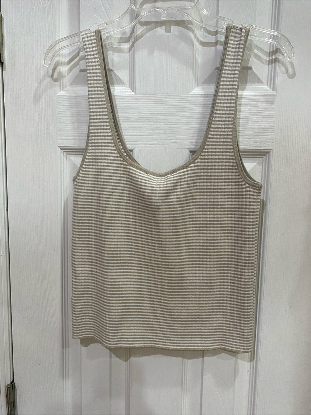 Splendid Cream and Beige Striped Ruched Front Tank - Picture 2 of 5